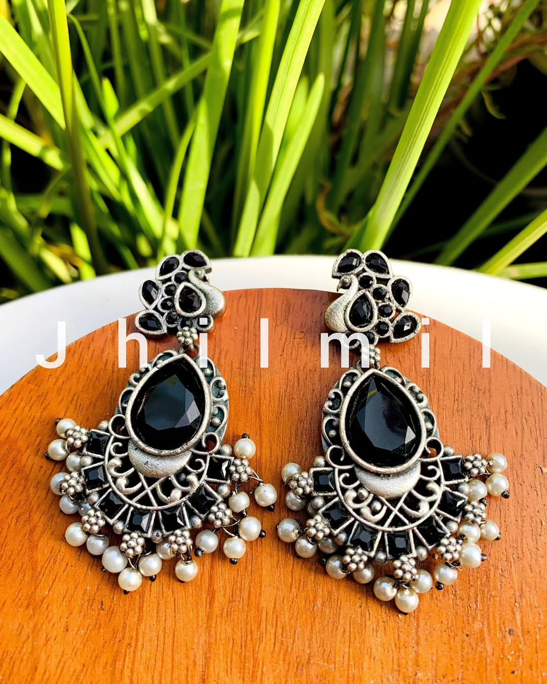 Peacock stone danglers