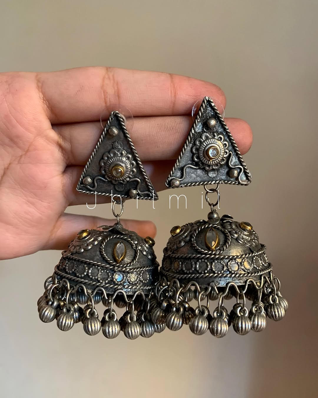 Oxidized Jhumka Design 14