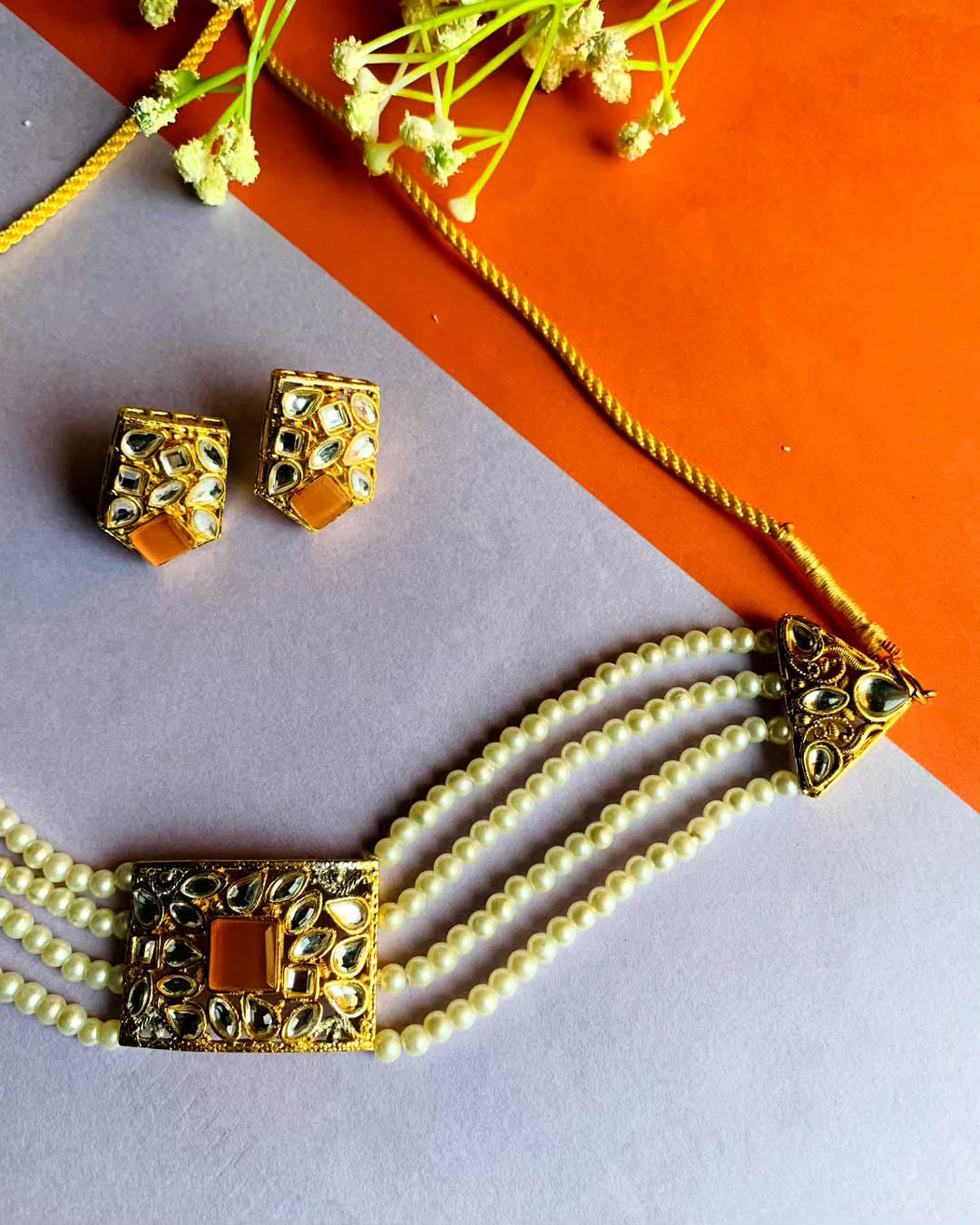 kundan stone studded chokar set
