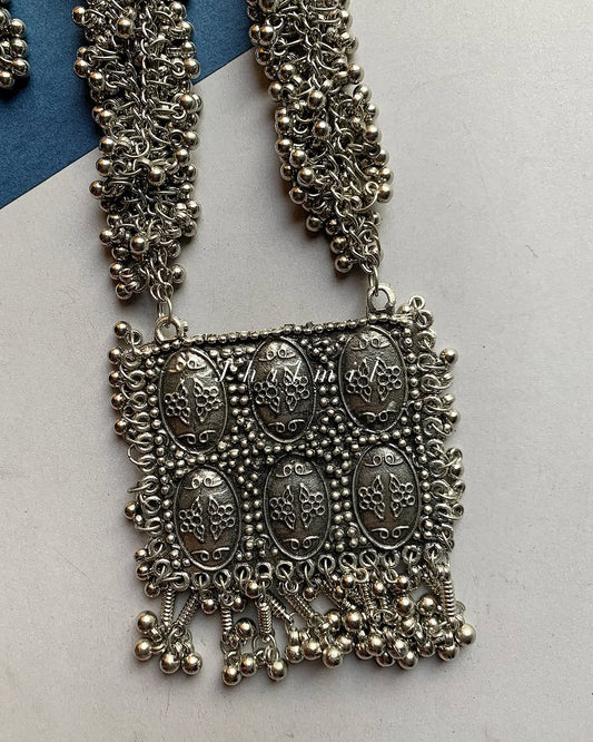 Square carved Mala set, Design-A