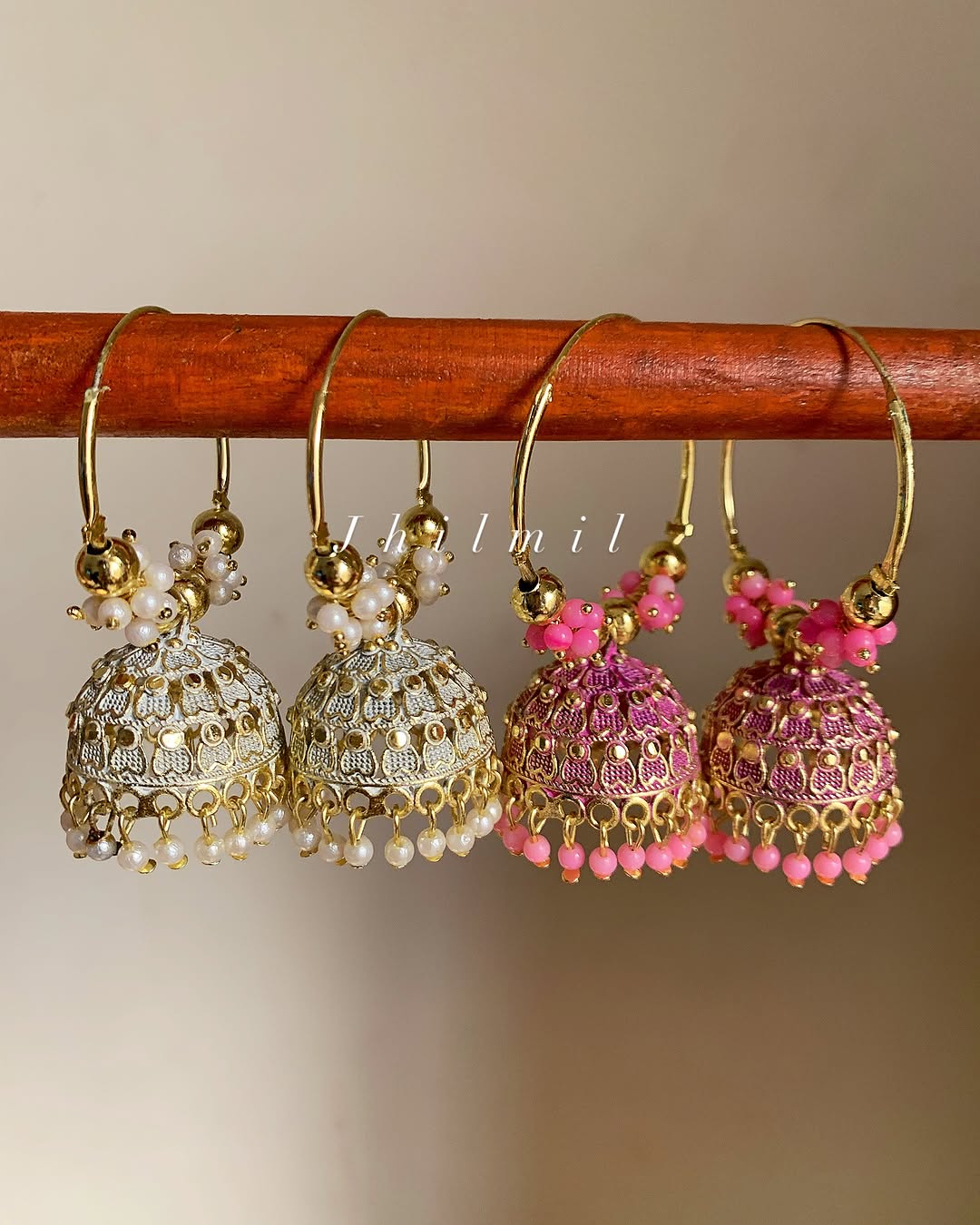 Colored Baali Jhumki Golden
