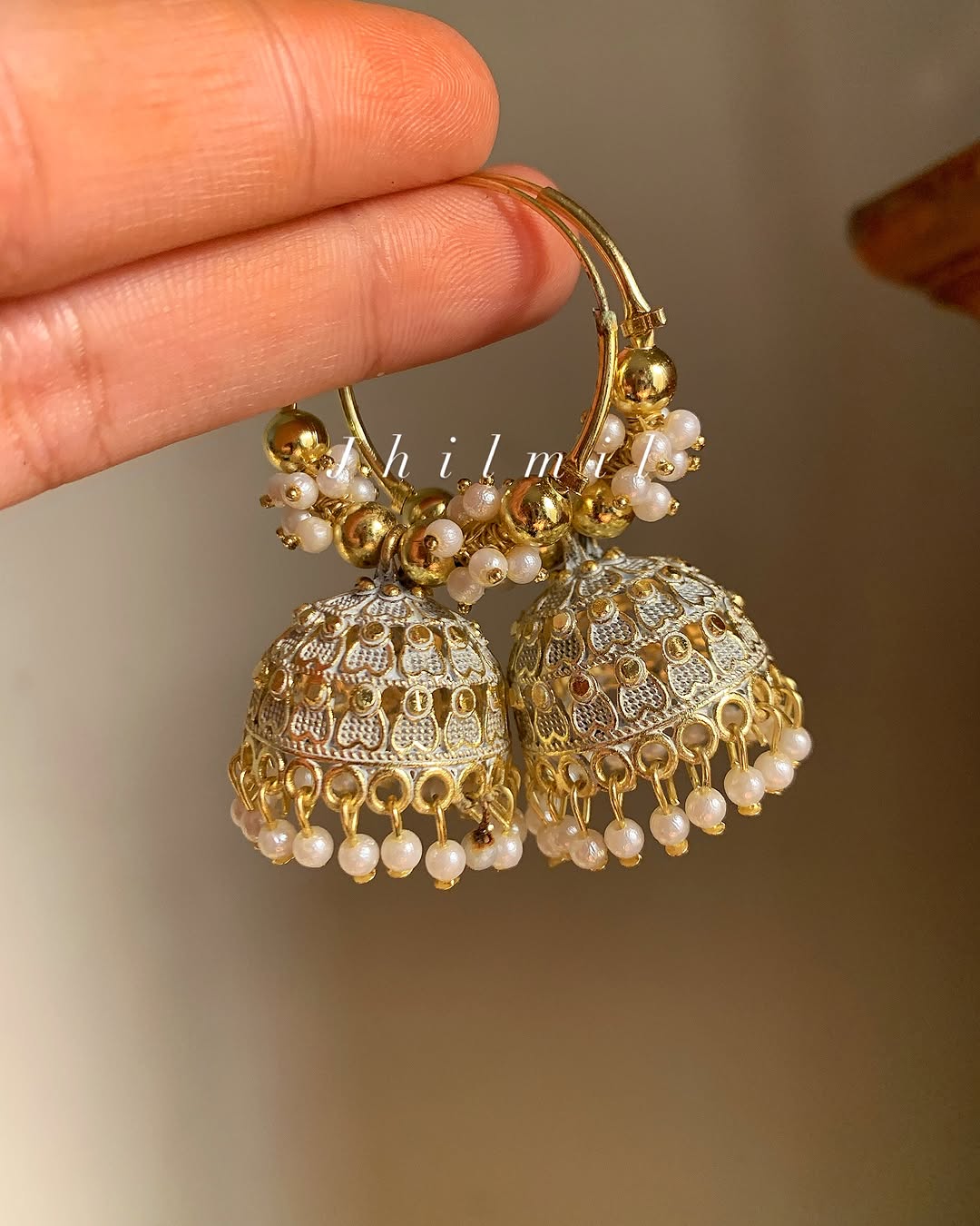 Colored Baali Jhumki Golden