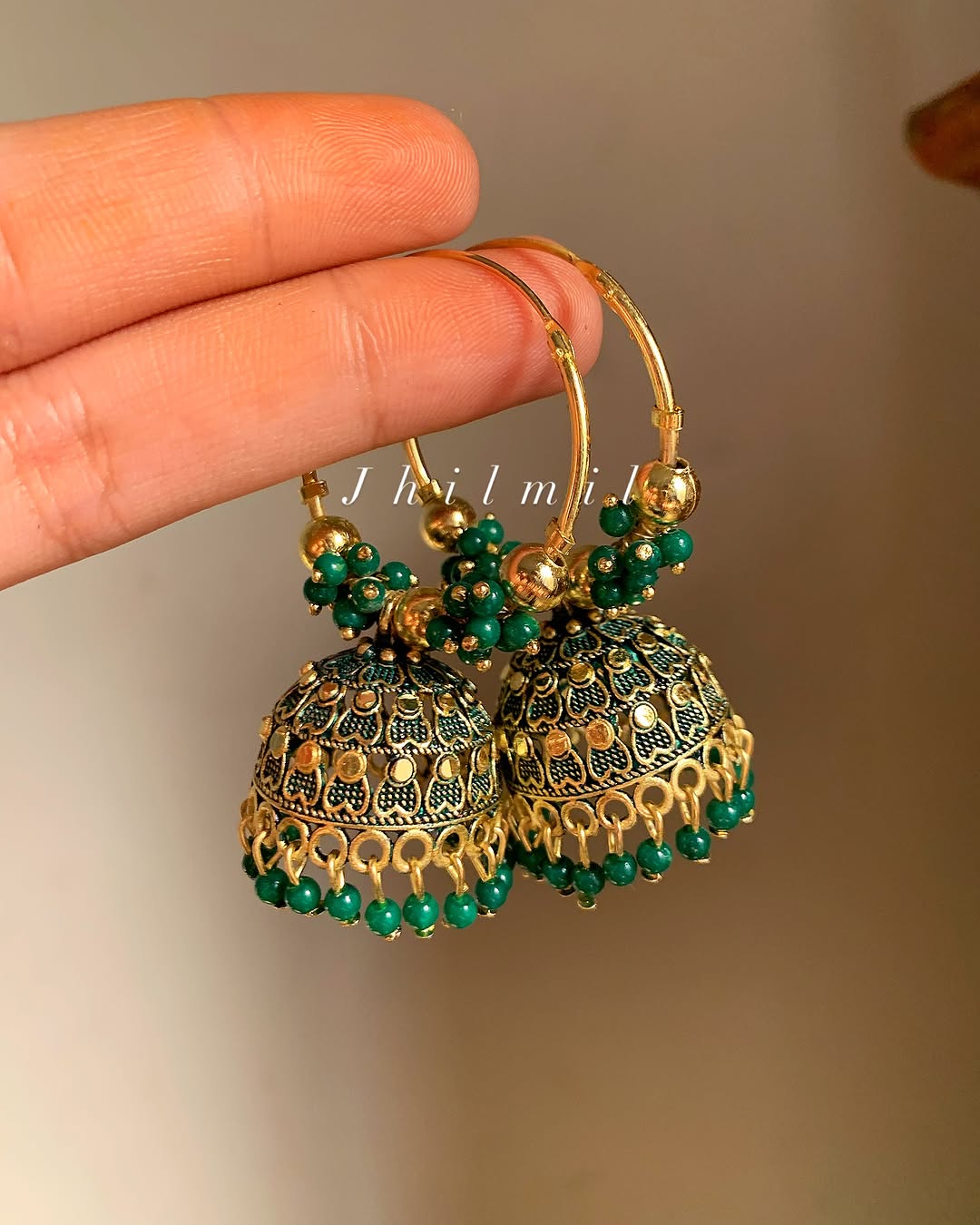Colored Baali Jhumki Golden
