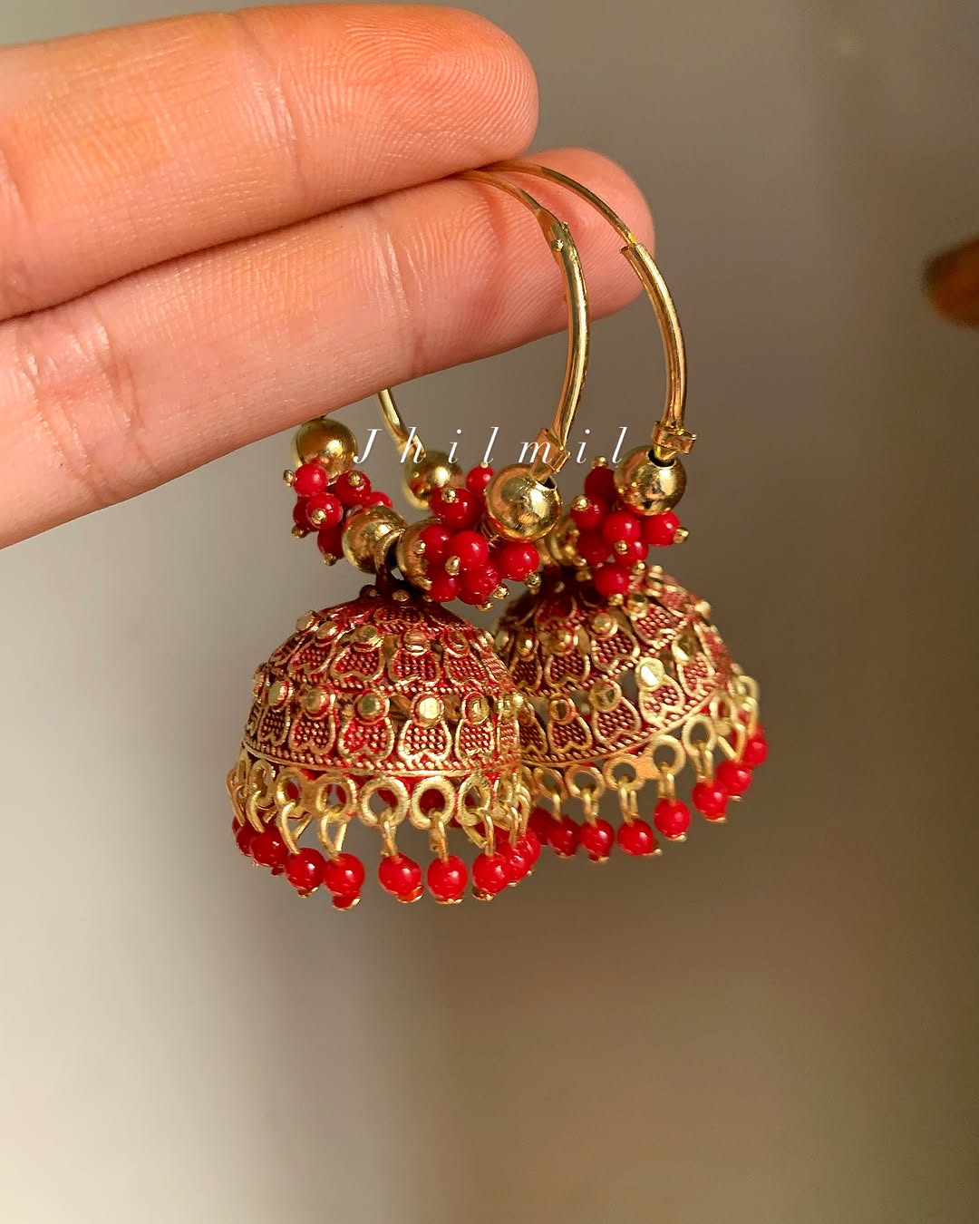 Colored Baali Jhumki Golden