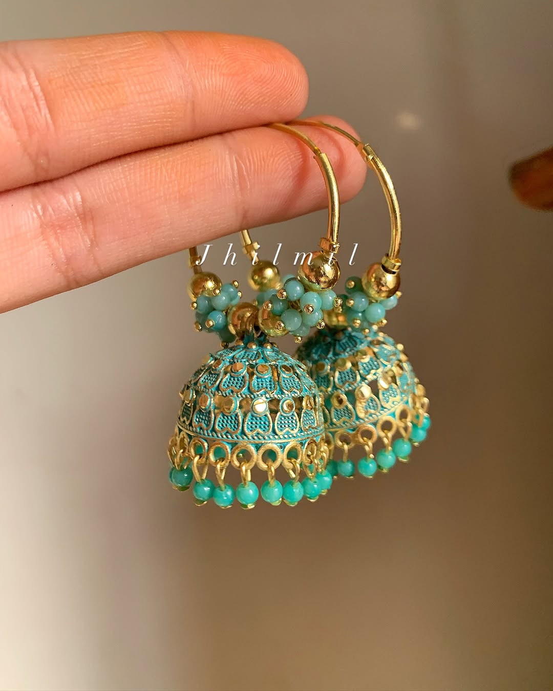 Colored Baali Jhumki Golden