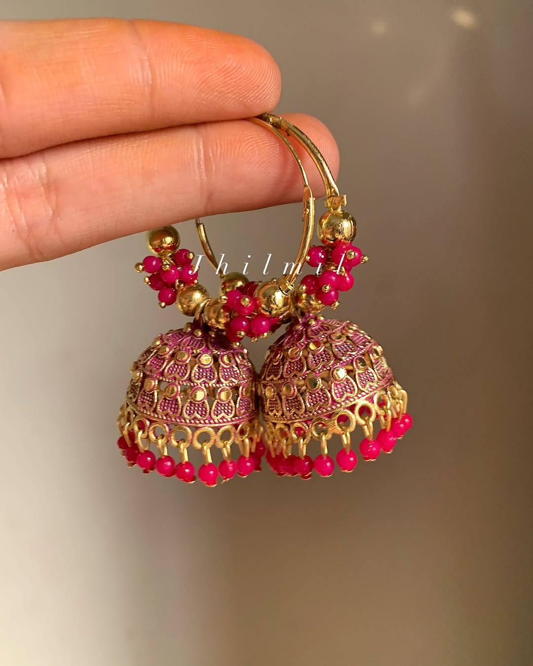 Colored Baali Jhumki Golden