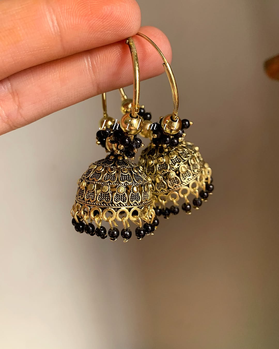 Colored Baali Jhumki Golden