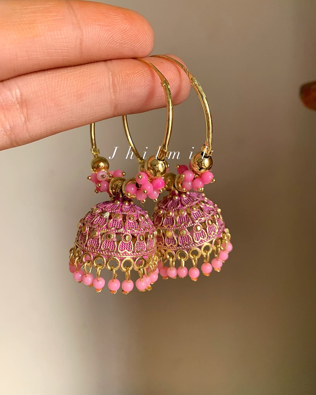 Colored Baali Jhumki Golden