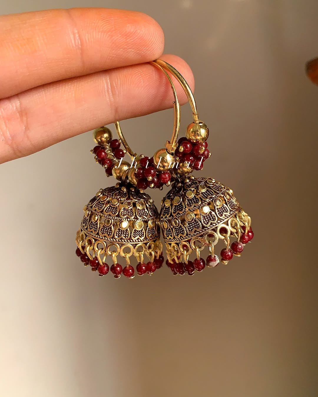 Colored Baali Jhumki Golden