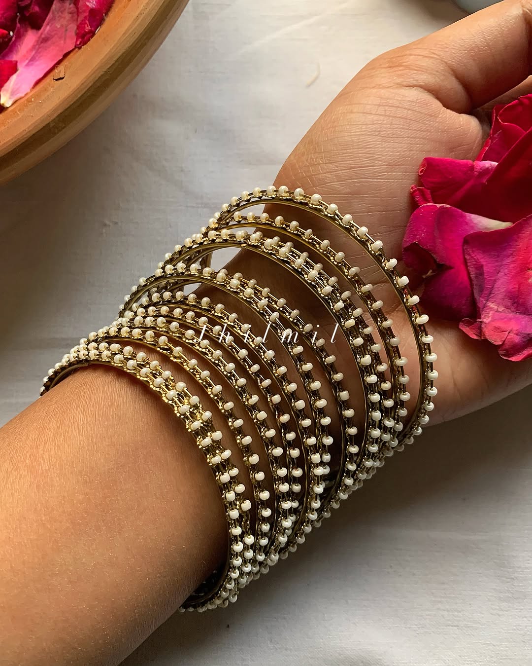 Golden Moti Bangle Set