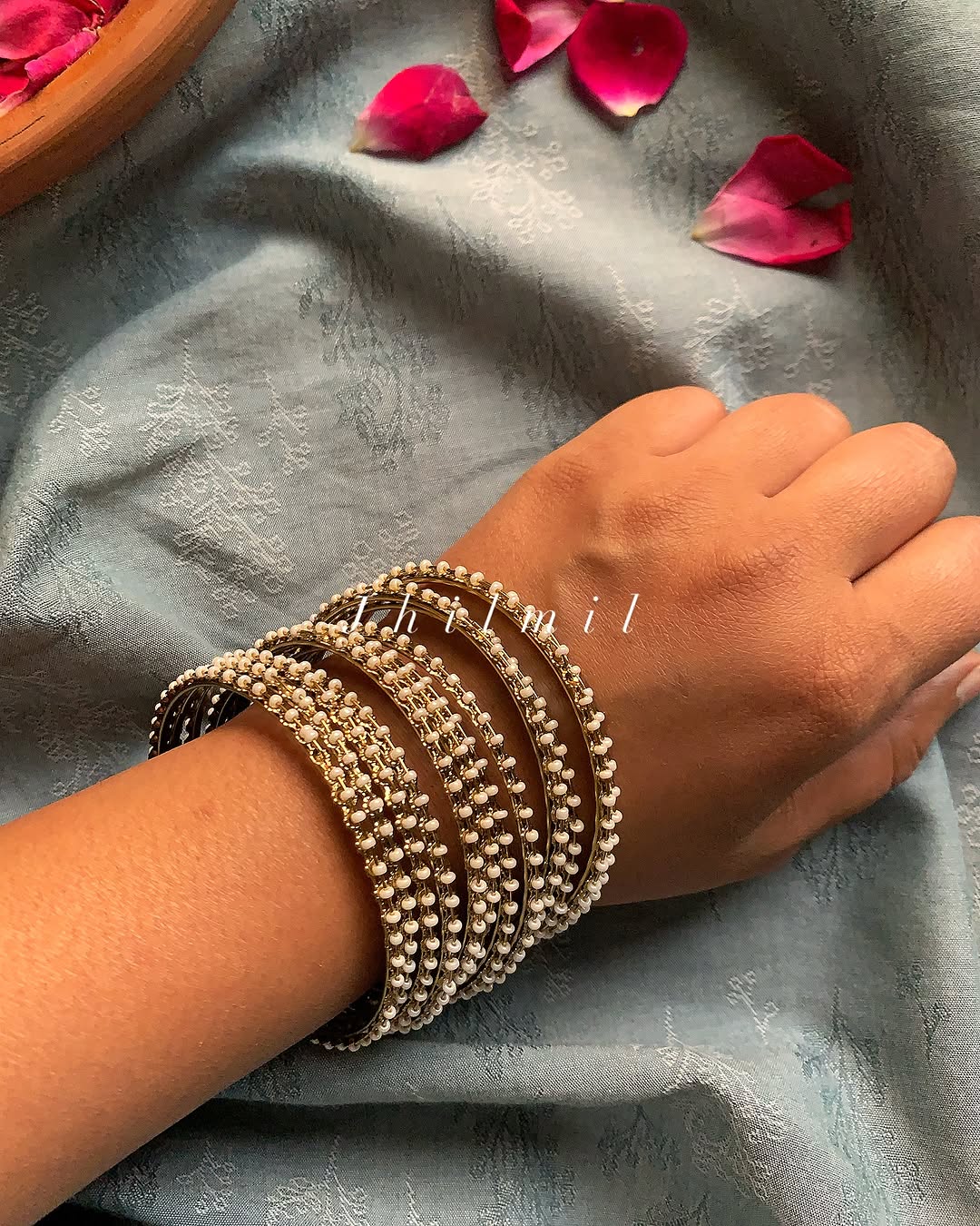 Golden Moti Bangle Set