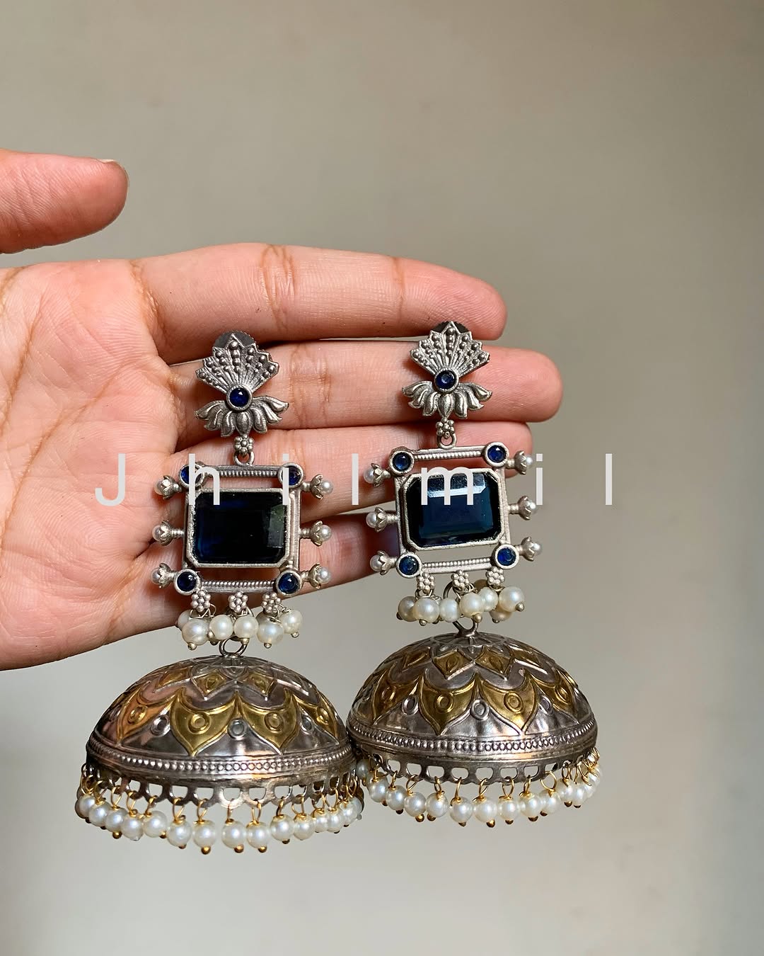 Festive Oversized Lotus Dual Tone Jhumka