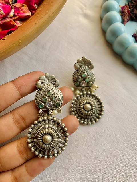 Rajasthani drop circle earrings