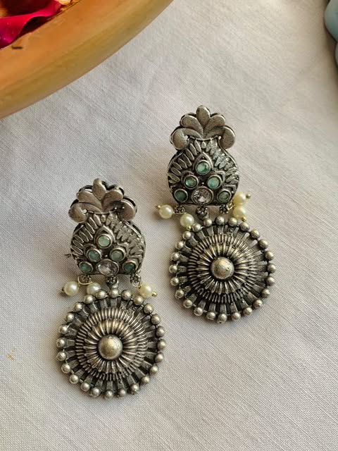 Rajasthani drop circle earrings