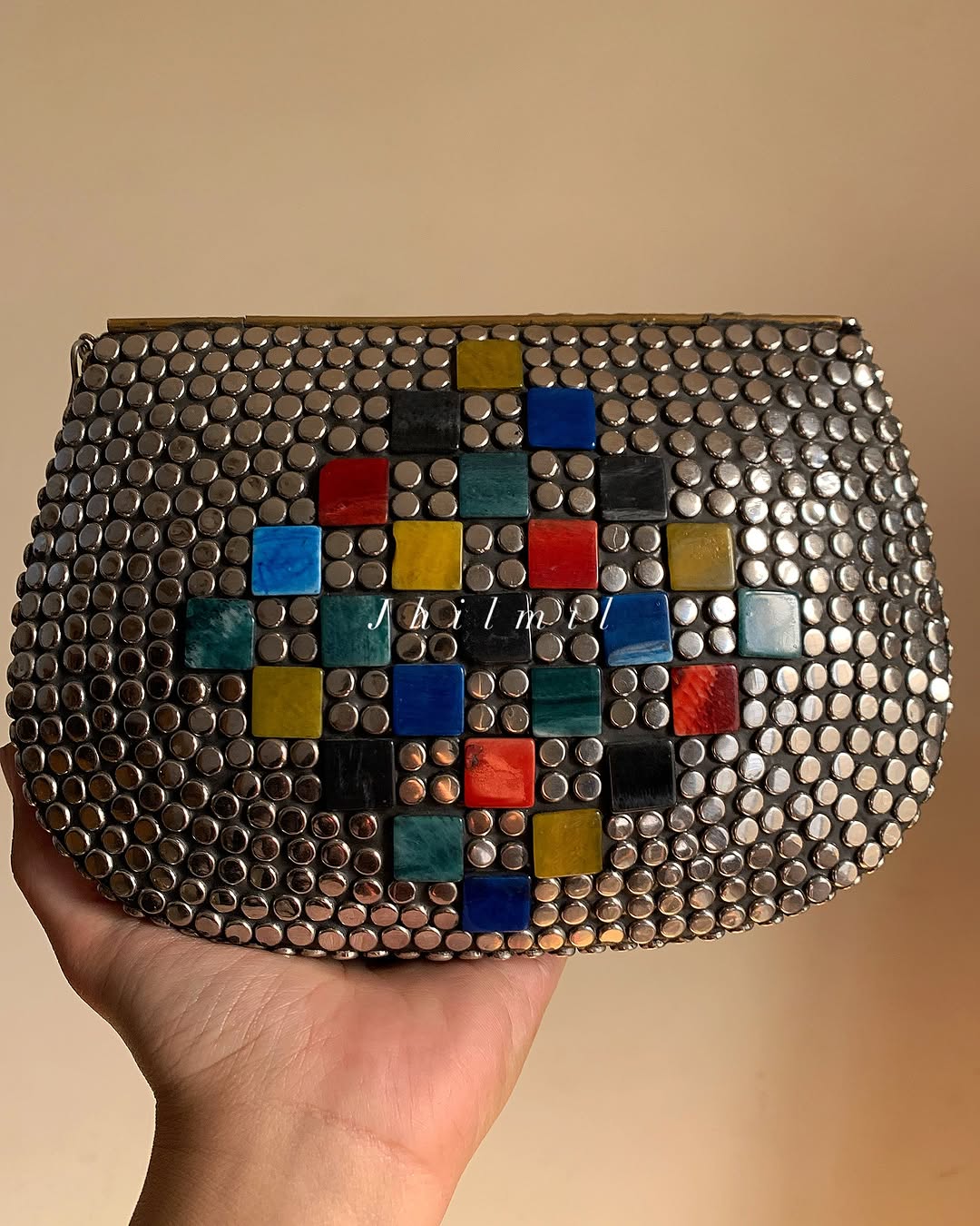 Vintage Metal Clutch Sqaure Multi