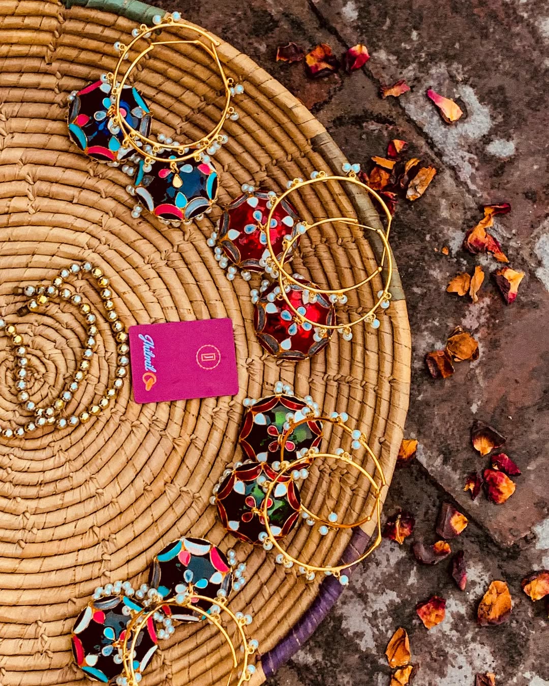 Oversized meenakari hoops Bali