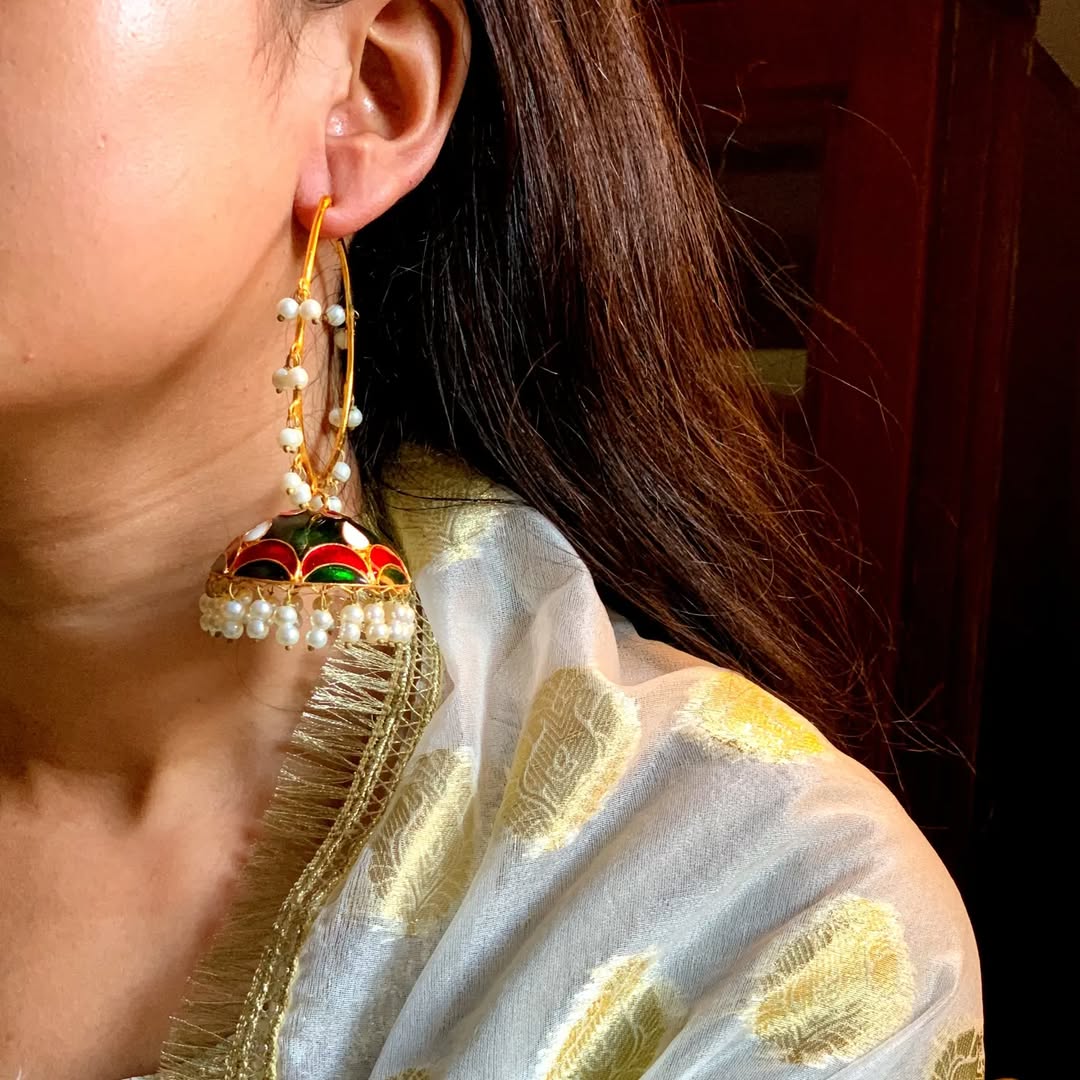 Oversized meenakari hoops Bali