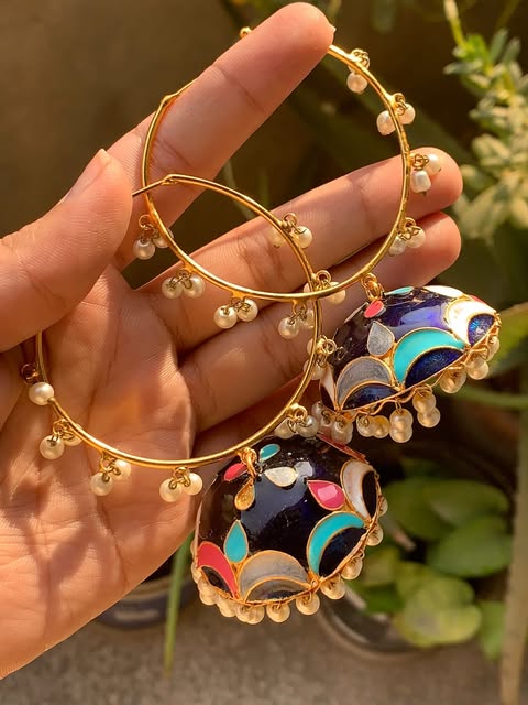 Oversized meenakari hoops Bali