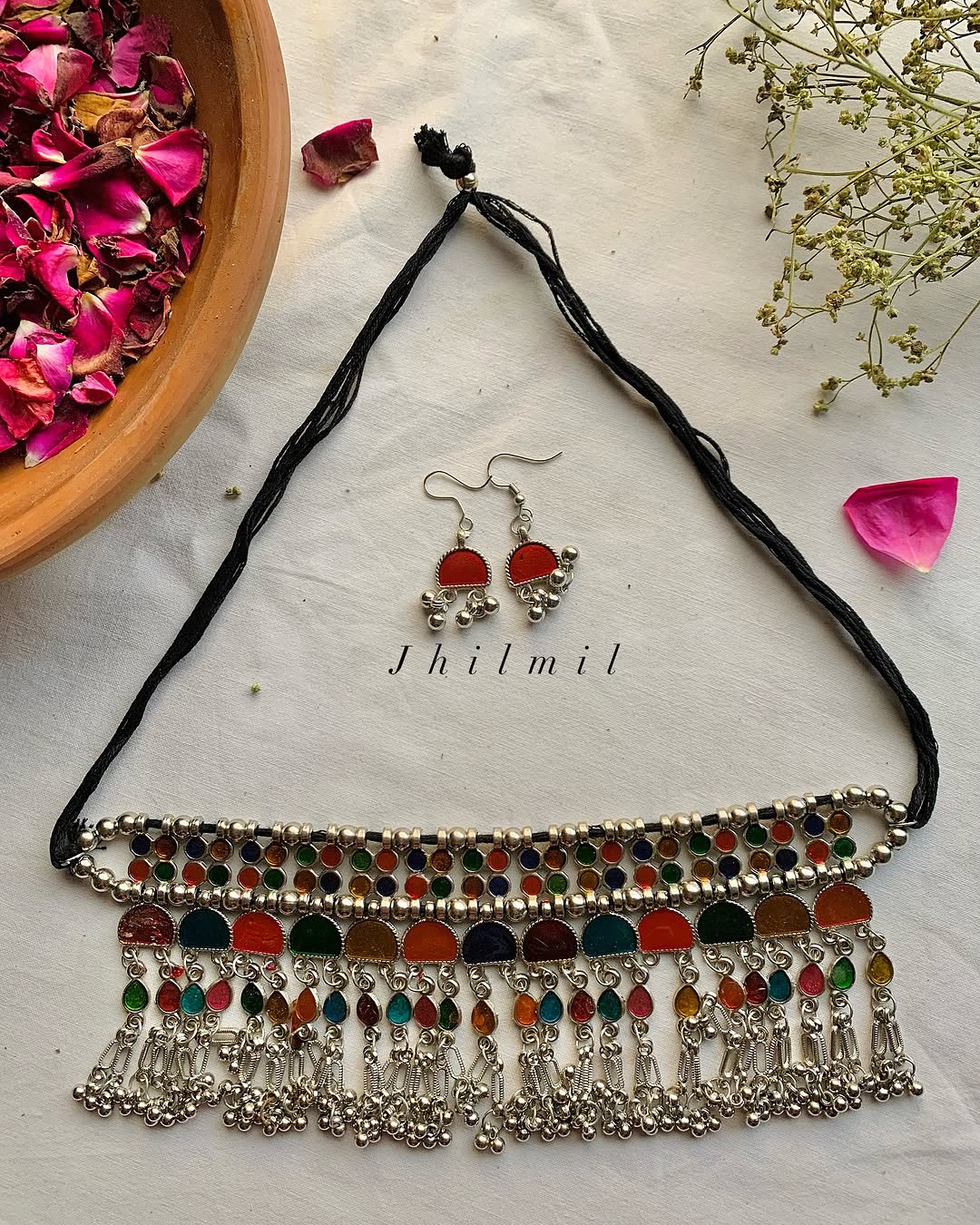 Long Layered Mirror Choker Set