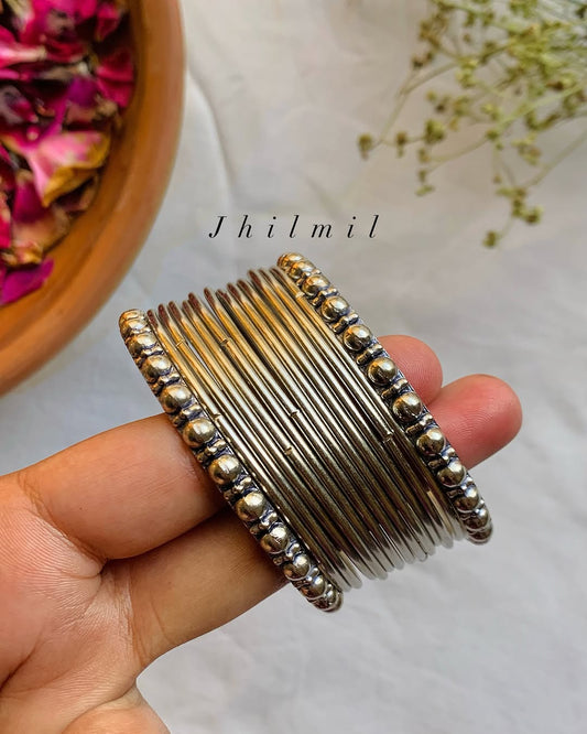 Mini Oxidised beaded Indian bangles set