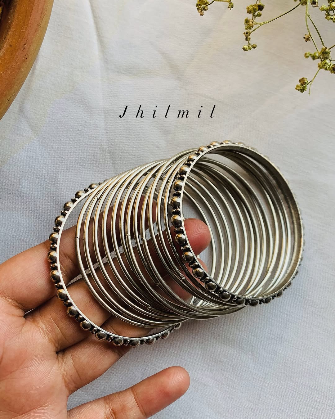 Mini Oxidised beaded Indian bangles set