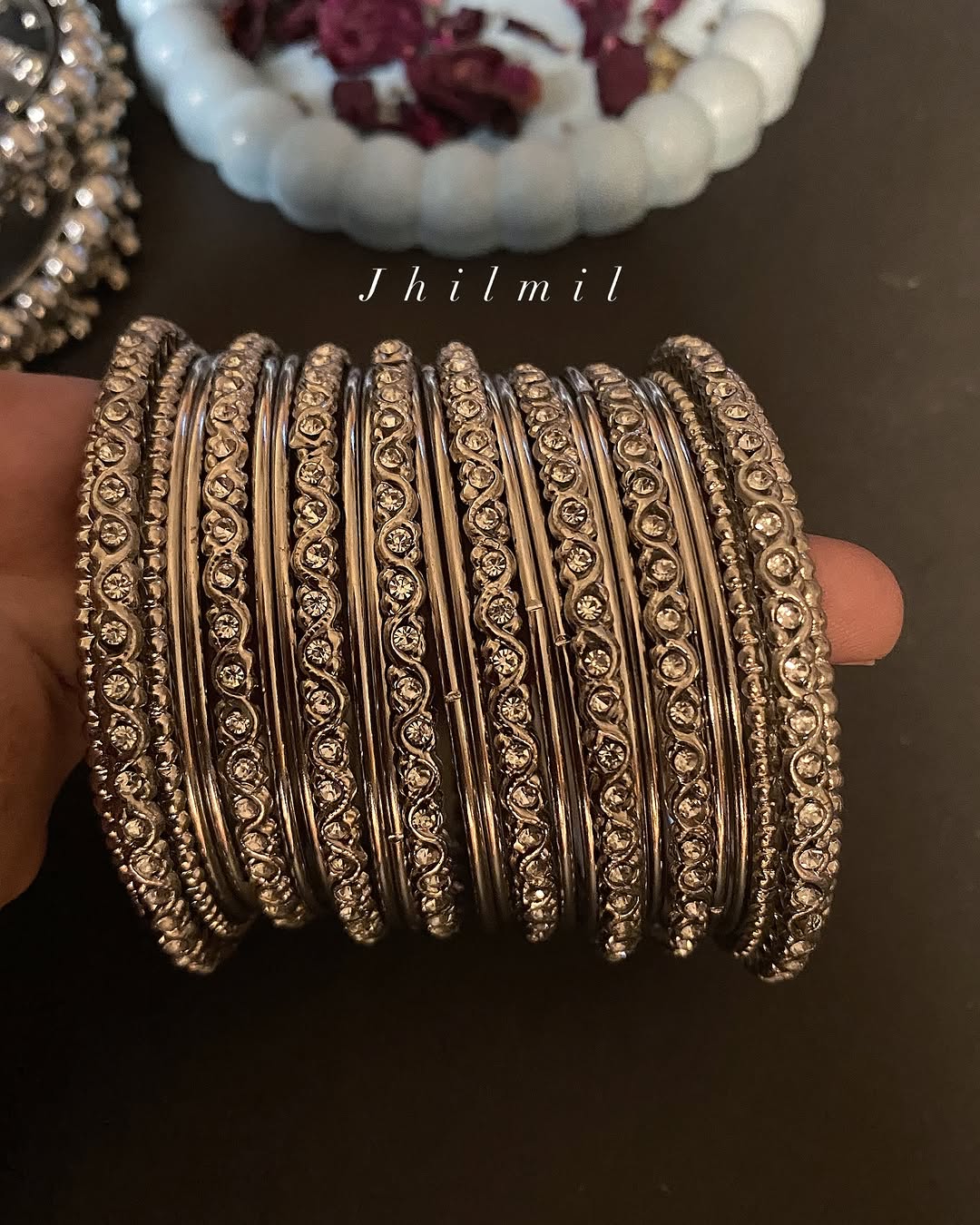 Silver Mastani Bangles stack