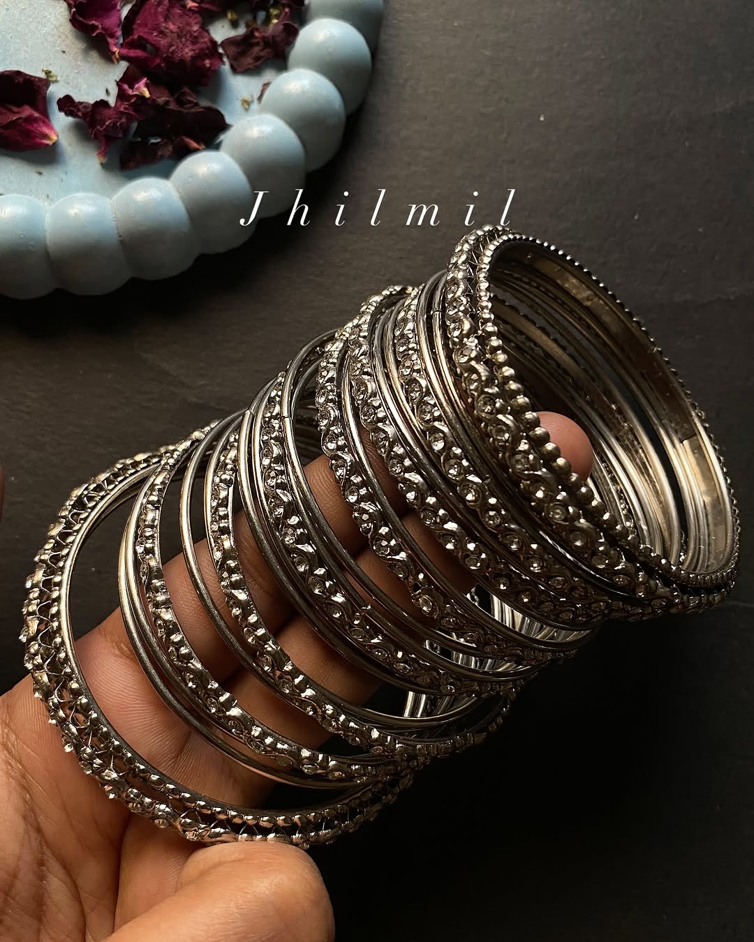 Silver Mastani Bangles stack