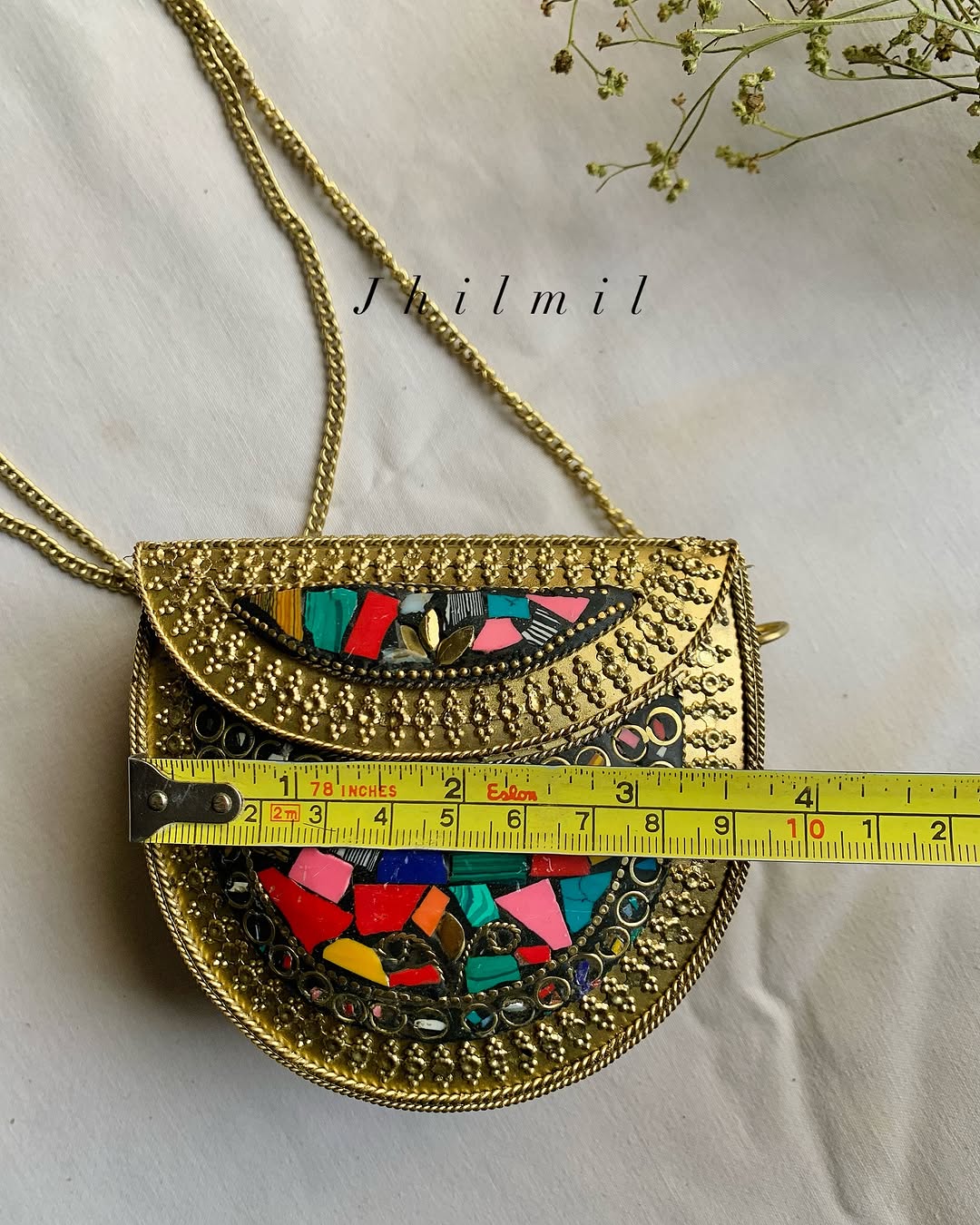 Golden Mini Metal Clutch - Round Design