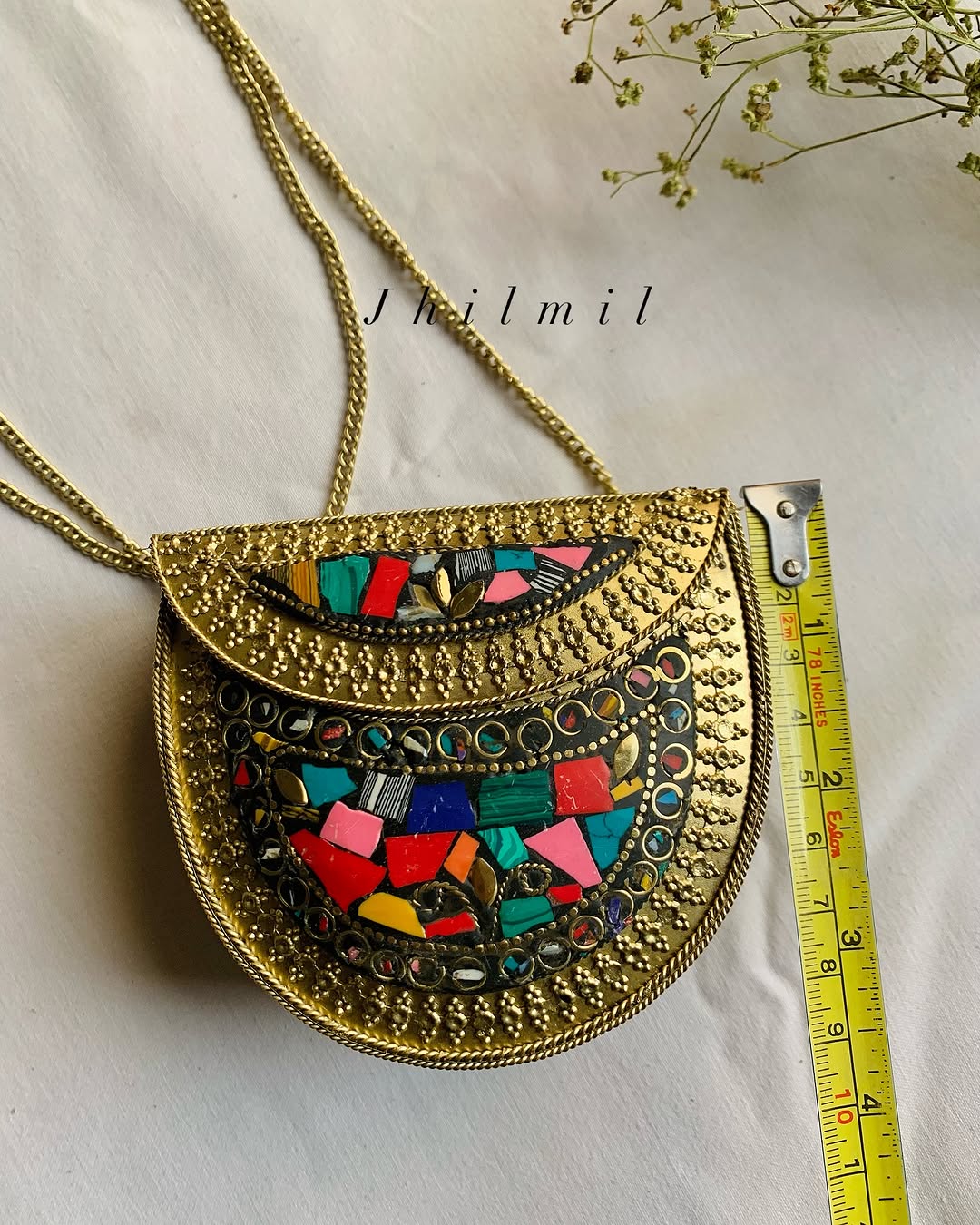 Golden Mini Metal Clutch - Round Design