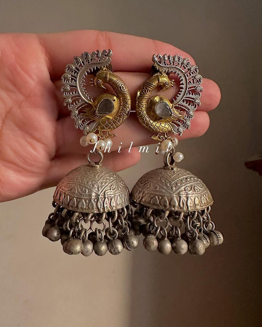 Mor Pankh dual tone jhumki