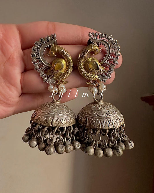 Mor Pankh dual tone jhumki