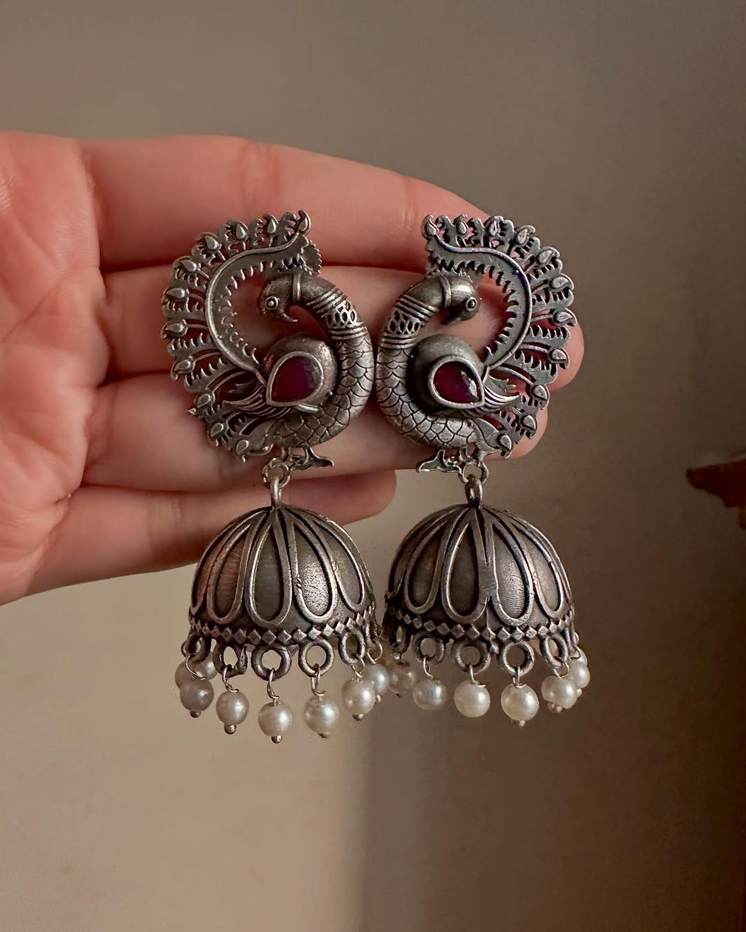 Mor Pankh Brass Jhumki