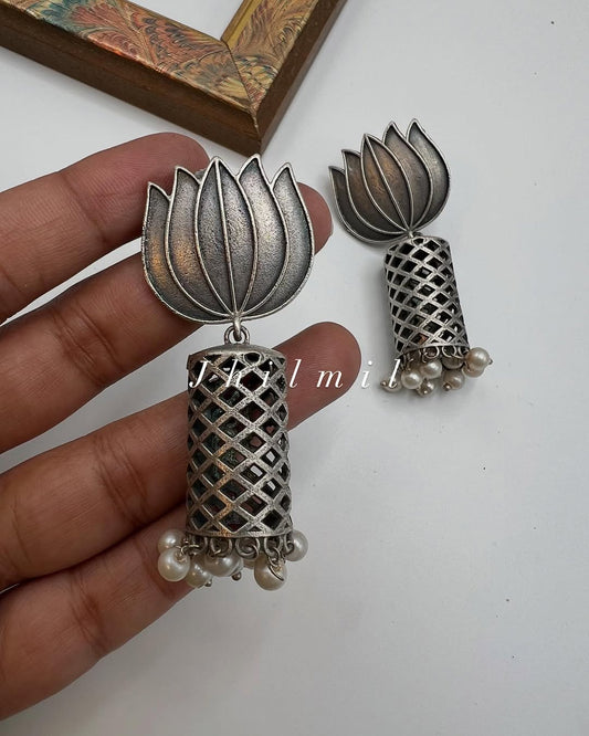 Lotus Cylinder Drop Earrings
