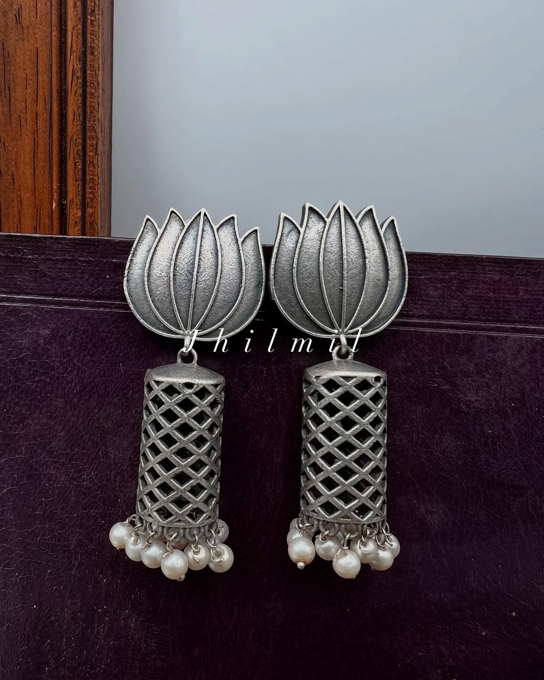 Lotus Cylinder Drop Earrings