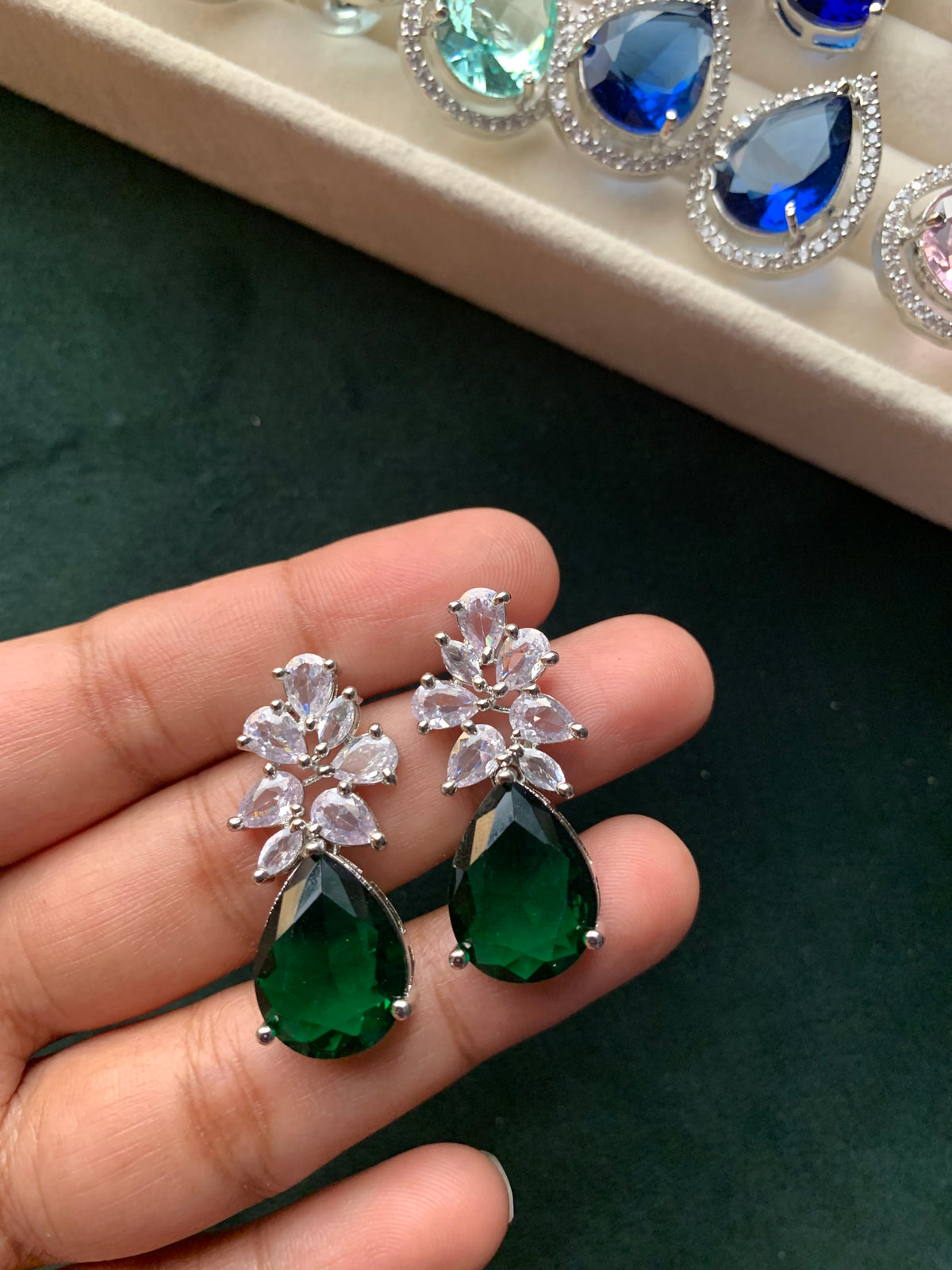 Cubic Zirconia Tear Drop Earrings