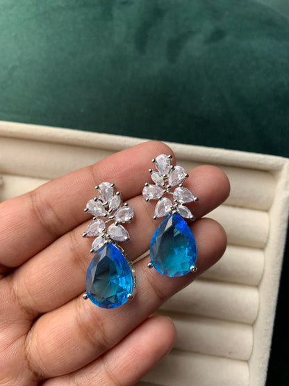 Cubic Zirconia Tear Drop Earrings