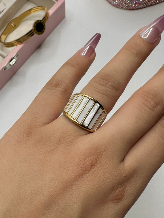White Stripes Ring