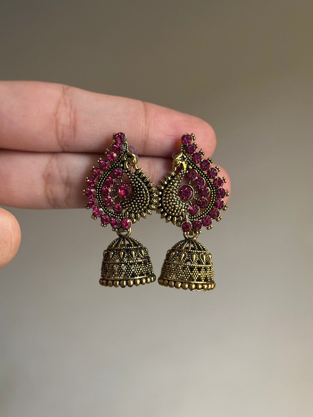 Stone Studded Mor Jhumki