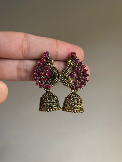 Stone Studded Mor Jhumki