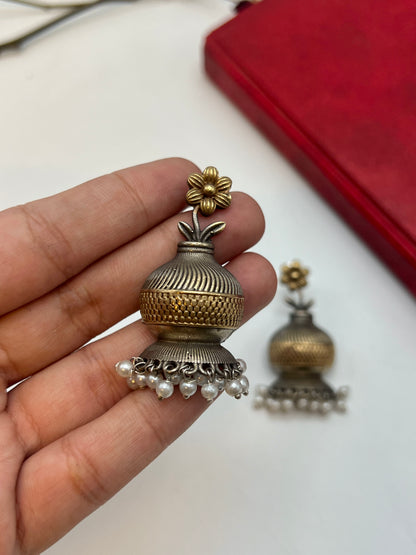 Dual Tone Vase Earrings