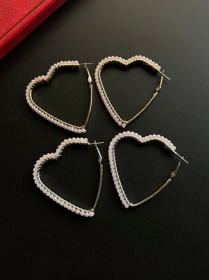 Pearl Heart Hoops