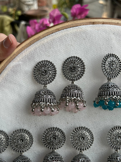 Silver Round Jhumki
