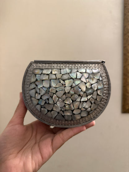 Medium Silver Seep Metal Clutch