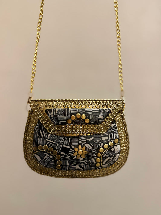 Medium Marble grey Metal Clutch