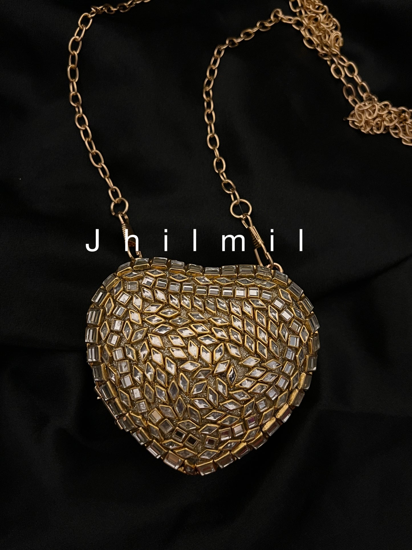 Mini Heart Kundan Clutch