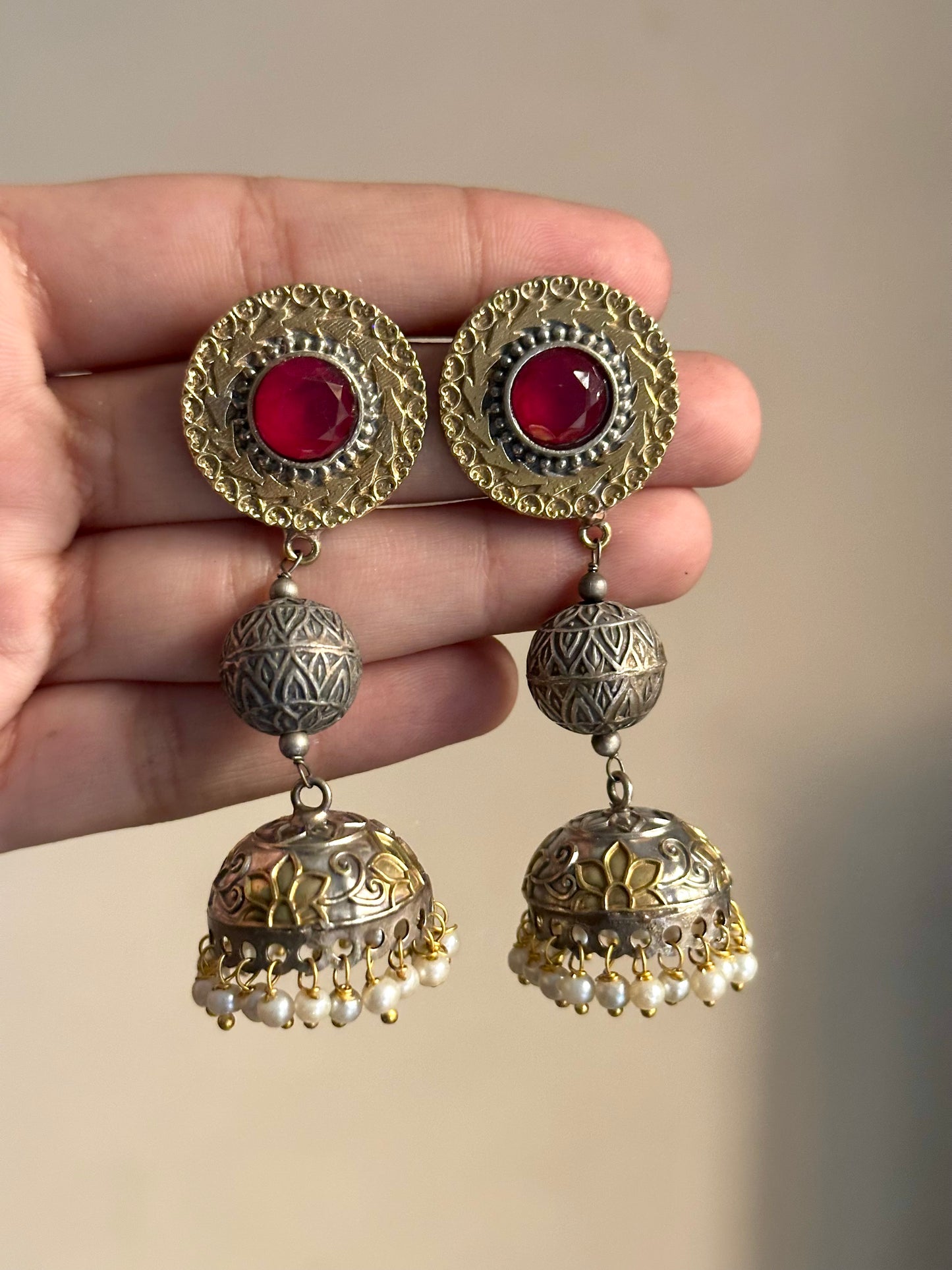 Round Dual Tone Jhumki