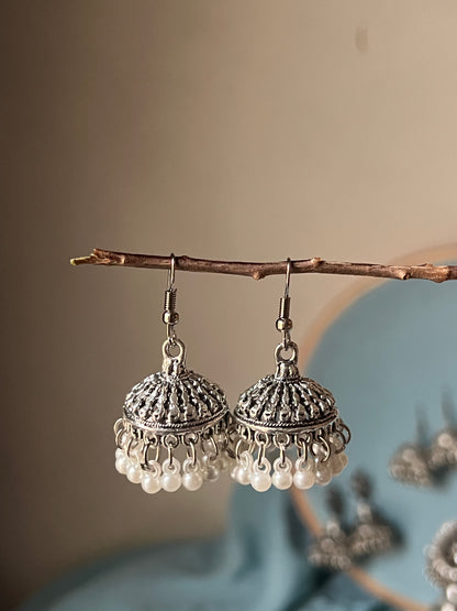 Daily wear Silver jhumkis