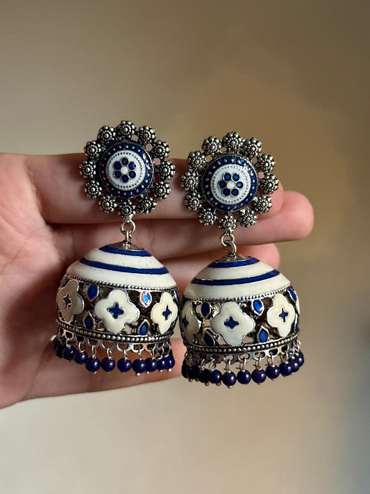 Blue Pottery Inspired Jhumki