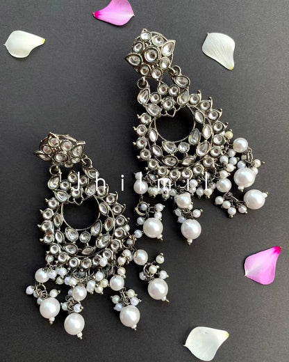 Oxidized Black Polished Earrings