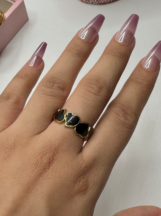 Adjustable Black Heart Ring